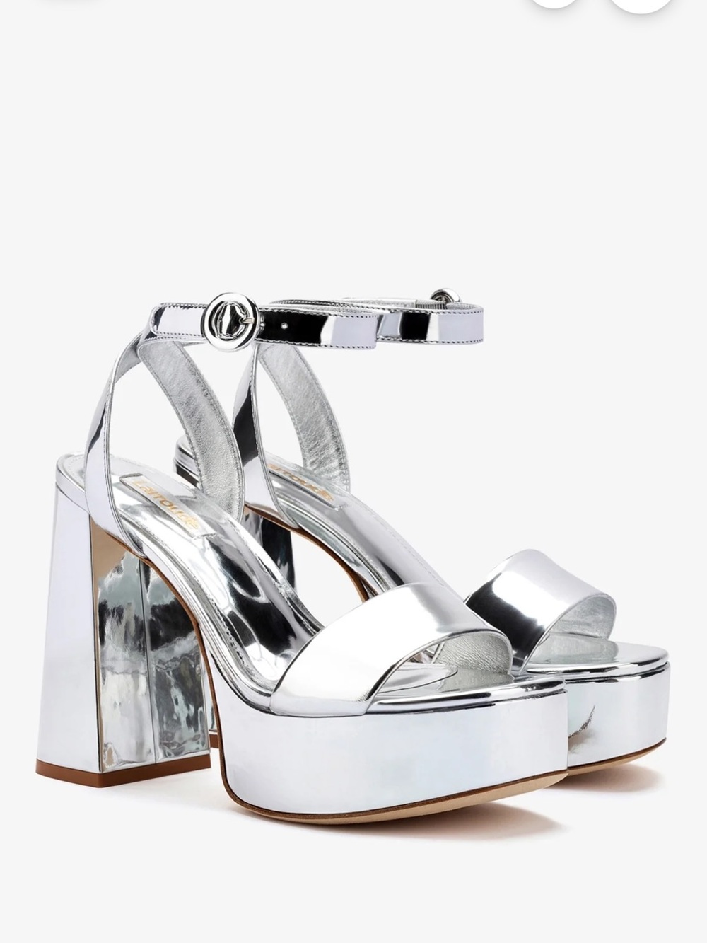 Larroude Dolly Sandal In Silver Specchio